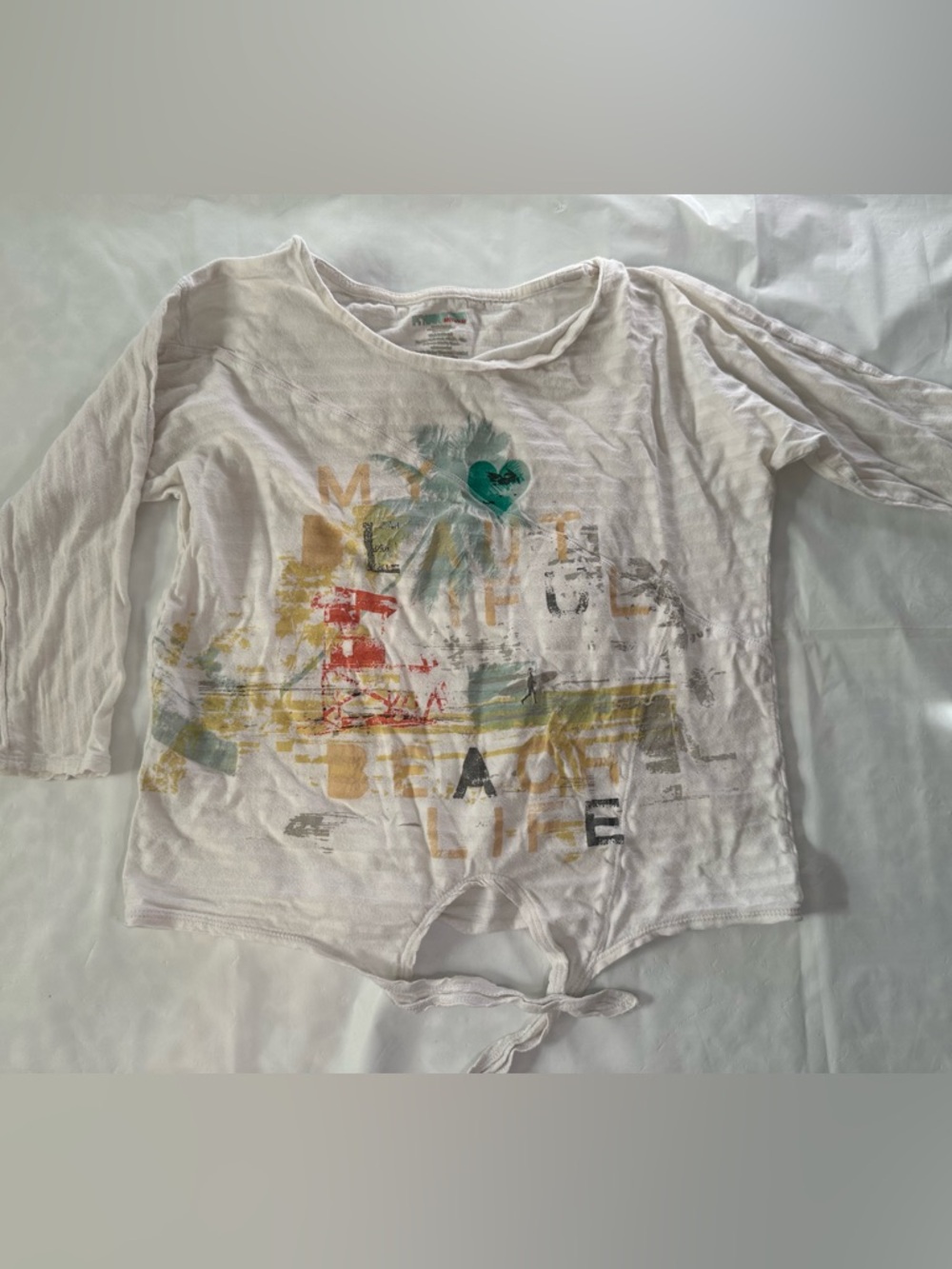 HANGTEN White Tee with Mint and Red Logo Detail